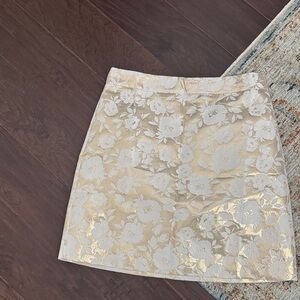 J. Crew Gold and White Floral Mini Skirt